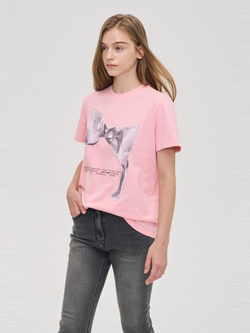 (PW2E7TTOT03WPK) Bow Print Basic Fit T-shirt