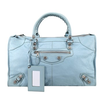 BALENCIAGA 巴黎世家 GIANT12 Work銀釦機車包(水藍) / 展示品