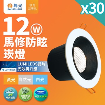 30入組 舞光 12W馬修蜂巢防眩崁燈 崁孔9.5cm嵌燈 LED 坎燈 24度窄角投射(白光/黃光/自然光)