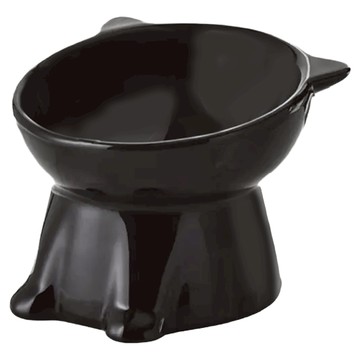 寵物陶瓷碗 12號雙耳高腳碗  黑色  1個