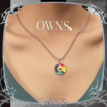 🥀旺斯女孩🥀歐美七彩太陽花項鍊 不鏽鋼 個性百搭 笑臉搞怪 情侶項鍊