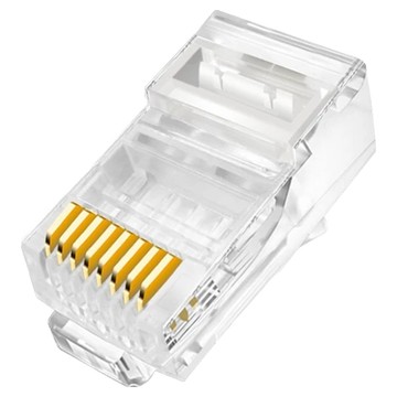 Neon 台灣霓虹 Cat.6 穿透式三叉網路水晶接頭 RJ45 鍍金芯片 50個  21mm  透明色  1組