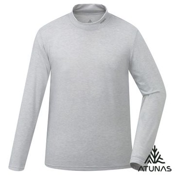 【ATUNAS 歐都納】男款石墨烯抑菌蓄熱立領內著衣A1UCGZ06M淺灰/MIT台灣製/彈性貼身/發熱衣/抗靜電/透氣