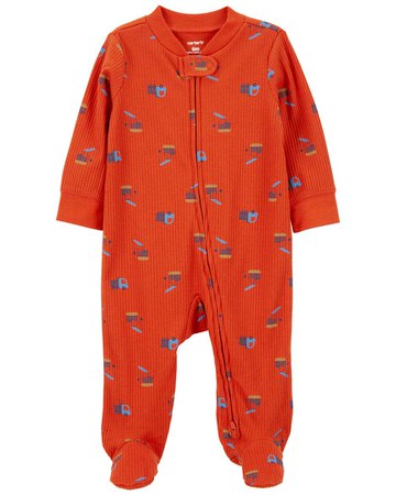 Baby Construction 2-Way Zip Cotton Blend Sleep & Play
