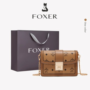 FOXER 女士斜挎包帶可調節鏈肩帶高品質皮革印花多功能便攜斜挎包