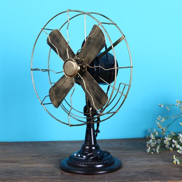復古懷舊老式鐵皮電風扇模型擺件拍攝影視道具咖啡廳店鋪道具模型