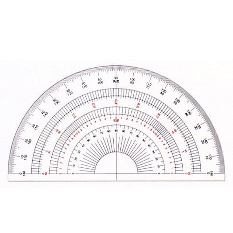 方位分度器（S-418) １８ｃｍ全円分度器に東西南北、干支による方位を