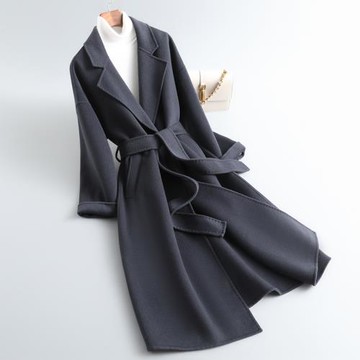 赫本風2025年新款中長款高端雙面羊絨大衣女溫柔冬季羊毛呢子外套