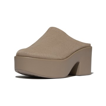 FitFlop PLATFFORMS 麂皮高跟木屐鞋-女(灰褐色)