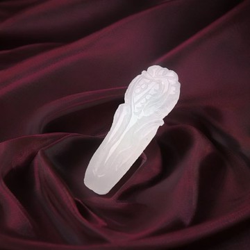 【廣納百財】冰種翡翠巧雕白菜 | 裸石 | 天然緬甸翡翠A貨 | 送禮