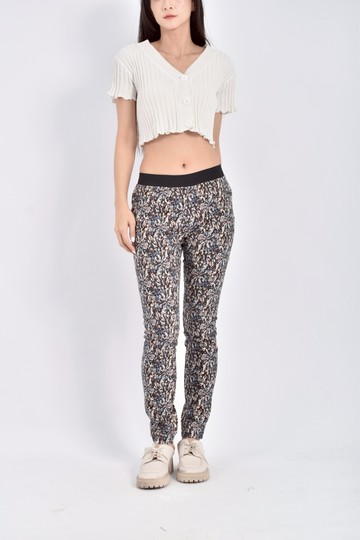 (M) nouvelle tokyo棉質鬆緊腰花紋藍色長褲