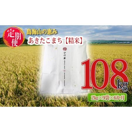 ふるさと納税 《定期便》18kg×6ヶ月 秋田県産 あきたこまち 精米 2kg×9袋 神宿る里の米「ひの米」（お米 小分け） 秋田県にかほ市