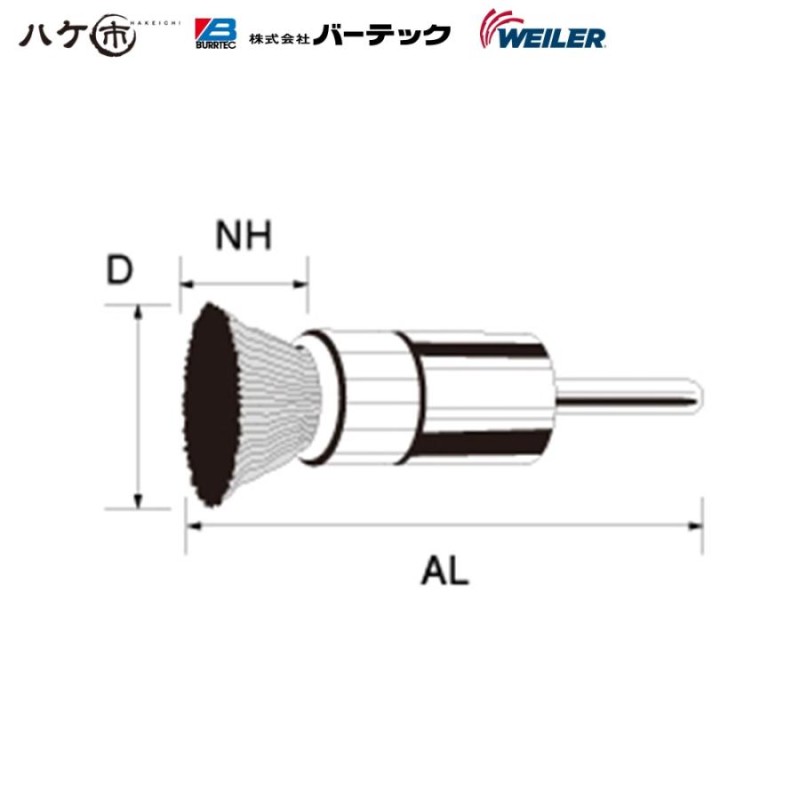 バーテック ワイラー クリンプ軸付エンドブラシ RING付 外径16