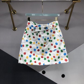 彩色波點牛仔半身裙女2025夏季新款百搭顯瘦不規則設計a包臀短裙