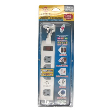 WeiTien 威電 1開4插電腦線 3孔 CK-3143 247 x 48 x 33mm  1.8m  白色  1個