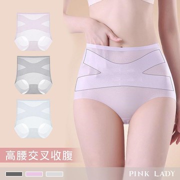 【PINK LADY】3D蜜桃臀 超薄無痕冰絲 交叉加壓收腹提臀高腰內褲 (5件組) 5753