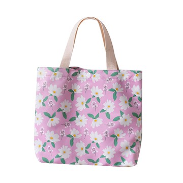 自然風清新碎花提袋 尼龍絨布  30 x 24 x 9.5cm  粉紫