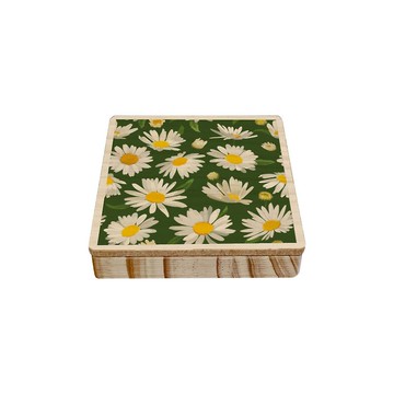 花系列 多功能木質方塊手機架 雛菊 深綠 手機支架 手機座 鏡子