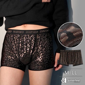 aimerfeel-閃亮豹紋男士平口褲-黑色-1903328-BL