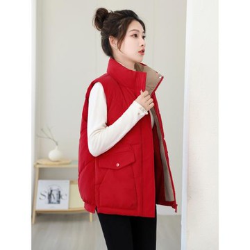 羽絨棉馬甲2024年新款女冬寬松外穿背心馬夾短款秋冬季外套厚坎肩