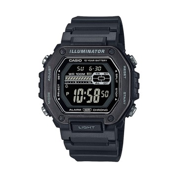 CASIO卡西歐 數位/指針 十年電力 金屬錶圈 100米防水 酷黑 MWD-110HB-1B_47.2mm