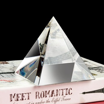 透明白水晶金字塔擺件 四棱錐模型創意家具客廳裝飾品