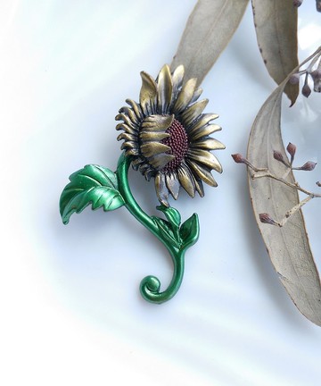 Vintage Jewelry 西洋古董飾品 復古藝術 DD 向日葵花朵 別針