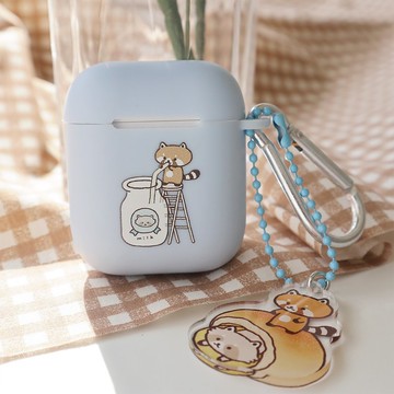 浣熊喝牛奶-AirPods保護套/附吊飾