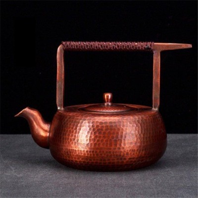 ハンドメイド 銅壺 紫銅茶壺 煮茶壷 ティーポット 未塗装銅器 カンフー