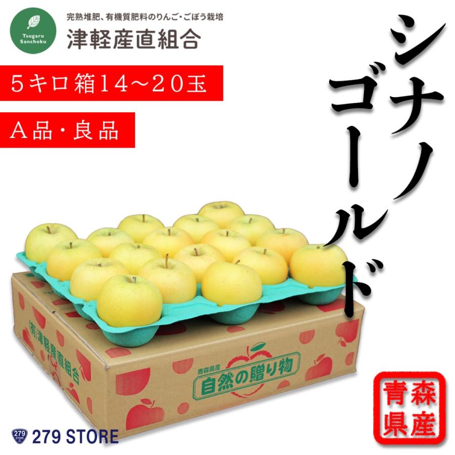 只今発送中！産地直送♪ シナノゴールド A品 5キロ箱 14〜20玉 内容量 約4.8キロ 津軽産直組合直送 津軽りんご 青森県産