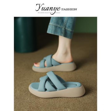 原野Yuanye●浪漫時期！露趾厚底踩屎感舒適休閑度假涼拖鞋女外穿