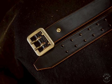 New Garrison Belt 雙/單針皮革腰帶-茶芯黑