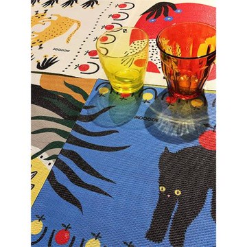 UODYCOCO個性原創設計雙生黃喵潮流簡約時尚家庭防滑餐墊ins風