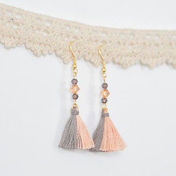 雙色流蘇。捷克水晶。耳環 Two Colorway Tassel。Crystal。Earring