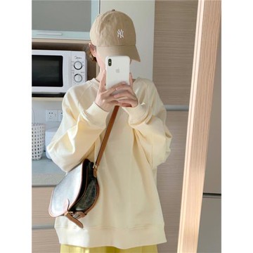 春秋款冬季加絨寬松套頭圓領衛衣