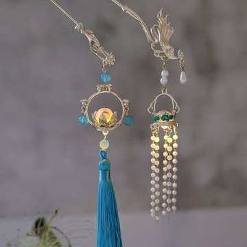 2024新款發光燈籠流蘇發簪高級感古風盤發簪子復古漢服步搖發釵女