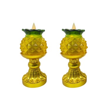 【新韻傳音】金色供燈旺來套組 小鳳梨電子蠟燭燈 鳳梨蠟燭燈 旺來蠟燭燈 拜拜供神 開運招財 XY168-Gold