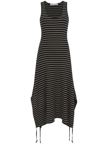 Proenza Schouler White Label - striped ribbed-knit sleeveless dress - women - Cotton/Polyester/Spandex/Elastane - L - Black