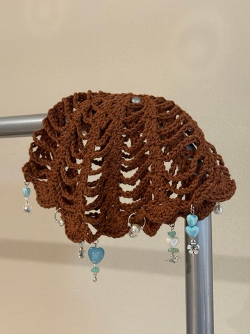 綴飾魅力網帽（布朗尼色）