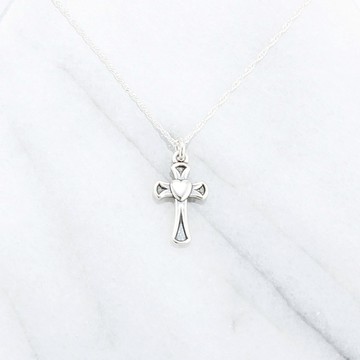 【Angel & Me】愛心 十字架 s925 純銀 項鍊 基督教 生日 禮物