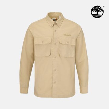 Timberland官方旗艦 男款米色寬版長袖襯衫外套|A5SKUY94