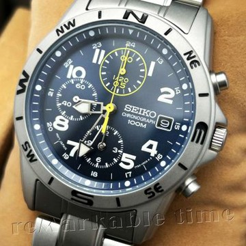 SEIKO 三眼計時手錶-三眼計時鋼帶男錶款SND379P/SND379