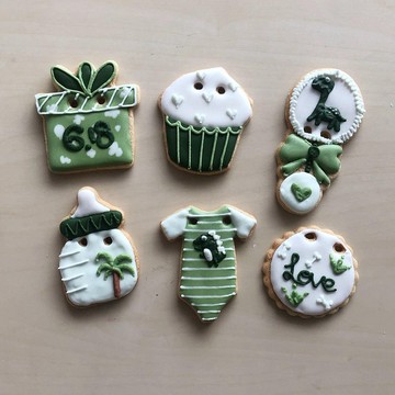 NIJI Cupcake 收涎恐龍森林綠糖霜餅乾組合