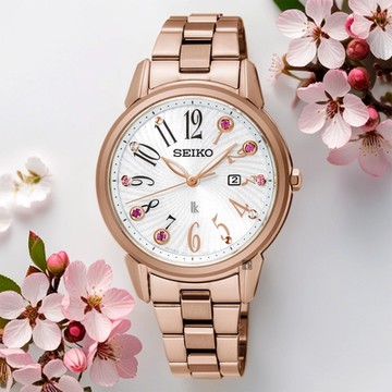 SEIKO 精工 LUKIA 美好時光太陽能女錶 雙12購物節 送禮首選-銀x玫塊金/32mm (SUT302J1)_SK045