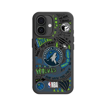 iPhone 16 SolidX 黑 - NBA - 塗鴉系列-明尼蘇達灰狼 Minnesota Timberwolves- Graffiti