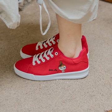 Paidal x Moomin姆明谷 小美免綁帶休閒鞋不彎腰輕運動鞋-玫瑰紅