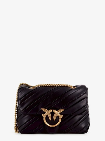 Plissé leather shoulder bag with love birds buckle - PINKO - gender_Woman