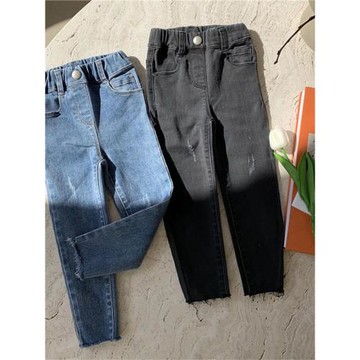 女童牛仔褲2025春秋新款兒童寶寶韓版小腳修身彈力洋氣鉛筆褲子潮