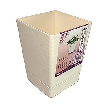 賀野 方形花盆 盆栽 花器 白色  15.5 x 15.5 x 19cm  1個