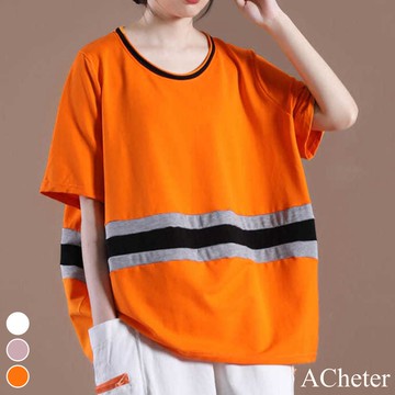 【ACheter】夏裝新款撞色拼接百搭休閒T# 112284(現貨+預購)